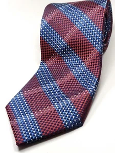JOS A BANK 100% Silk Tie Men's 61" Long Red Blue White Plaid Necktie NEW - Picture 1 of 3