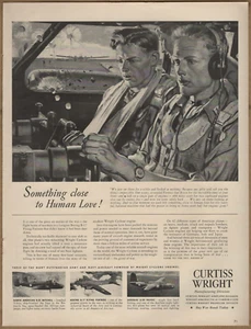 1943 WWII Curtiss Wright Flugzeug Division Vintage Druck Anzeige Armee Marine Flugzeuge - Bild 1 von 5