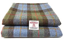 Harris Tweed Blue and Green Tartan MacLeod Fabric with Labels