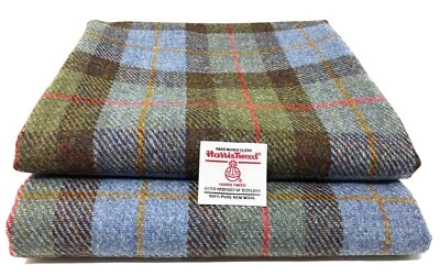 Harris Tweed MacLeod Blue and Green Tartan Fabric - Various Sizes