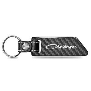 Dodge Challenger Classic Real Carbon Fiber Blade Style Leather Strap Key Chain - Picture 1 of 6