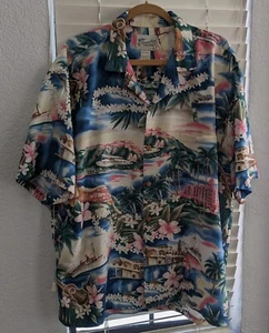 Vintage Diamond Head Sportswear Hawaiian Shirt Hawaiian Scenes On Shirt Size XL - Picture 1 of 9