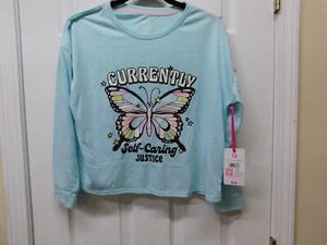 Justice Girls Graphic Pajama Shirt-Aqua Butterfly-Size 12-NWT - Picture 1 of 2