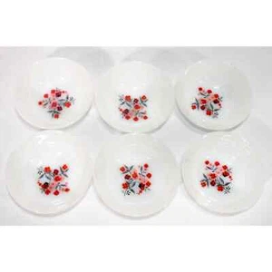 6 Vintage Fire King Oven Ware Fleurette Floral Flower Berry Bowls 0122!!! - Picture 1 of 9