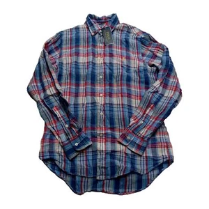 Polo Ralph Lauren Camicia Uomo S Small Personalizzata Vestibilità Lino Multicolore Plaid - Foto 1 di 8