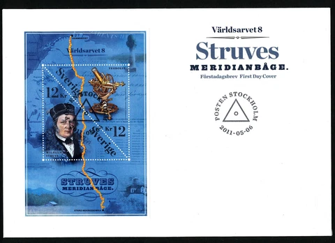 Sweden 2011 Cachet FDC S/S Struve's Meridian Arc; Astronomy. Engraver Sjööblom Cover