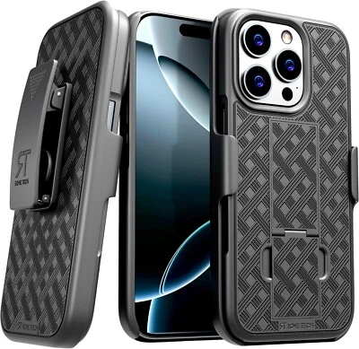 BRANDED For Apple iPhone 16 Pro Shockproof w/ Kickstand Belt Clip Holster Cover Case NEW