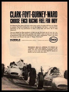 1964 Humble OIl "Clark Foyt Gurney Ward Choose Enco Race Fuel For Indy" Print Ad - Picture 1 of 1