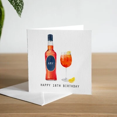 Персонализированная открытка Aperol Spritz на 18-й день рождения для дочери внучки племянницы - Изображение 1 из 3