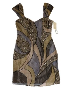 NWT Jovani Silk Beaded & Jeweled Mini Dress, Cocktail Evening, Size 10, AS IS - Picture 1 of 12