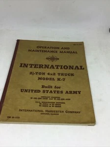 1941 UNITED STATES ARMY International 4x2 Truck Model #K-7 Manual *RARE* - Picture 1 of 8