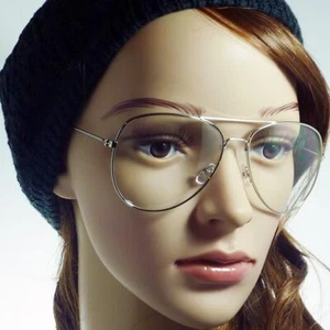 Aviator Fashion Eyewear Non-Prescription UV400 Men Women Clear Lens Glasses 58mm - Picture 1 of 13