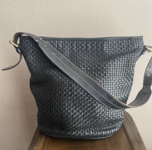 Cole Haan Loralie Weave Bucket Black Tote Bag - Picture 1 of 21