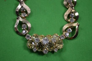 Vintage Sarah Coventry gelber Strass Choker Halskette, SC, goldfarben, M35 - Bild 1 von 4