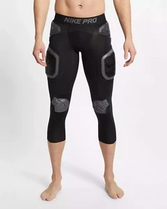Nike Pro HyperStrong 3/4 Collant Uomo M Nero Imbottito Pantaloni a Compressione A06238-010 - Foto 1 di 12