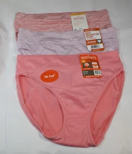 New set/3 WARNER'S no muffin top microfiber HI CUT PEACH LILAC GEO SOLID S/5 - Picture 1 of 5