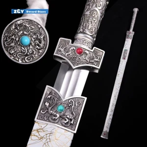 41" Chinese Han Dynasty Wushu Double Edged Tai Chi Sword 1095 Carbon Steel Blade - Picture 1 of 10