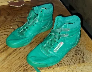 Vintage 80s/90s Green Reebok Classic Freestyle Hi Top Women Shoes size 6 1/2 - Picture 1 of 5