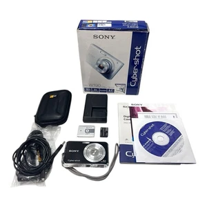 Sony Cyber-Shot DSC-W190 12.1MP Digital Camera Black 1GB Memory Card Boxed - Picture 1 of 24