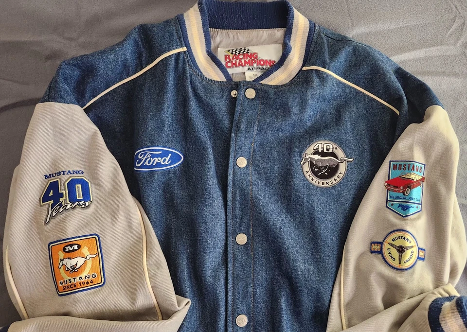 Ford Mustang 40th Anniversary Racing Jacket Champions Coat Mens Xxl Denim - Image 1 of 4