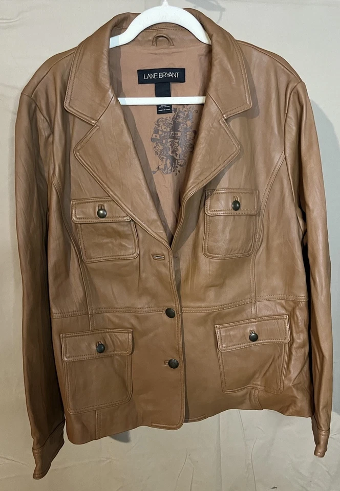 Chaqueta Blazer Mujer LANE BRYANT VINTAGE Cuero Camel 18/20 Foto 1 de 4