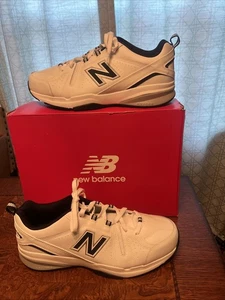 Men's New Balance 608 v5 Training Shoe MX608WN5 White Navy LEATHER SZ 15 4E New - Picture 1 of 6