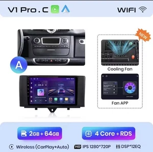 Autoradio Smart Fortwo 451  2011-2015. 2G+32GB AndroidAuto-CarPlay Wireless. - Foto 1 di 9