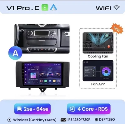 Autoradio Smart Fortwo 451  2011-2015. 2G+32GB AndroidAuto-CarPlay Wireless. - Immagine 1 di 4