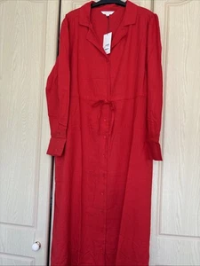 Laura Ashley Red Midaxi Shirt Dress Size 16 New With Tags - Picture 1 of 4