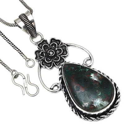 Colgante Crisocola Piedras Preciosas Hecho a Mano Regalo Para Ella Joyería de Plata 2.5" Foto 1 de 4