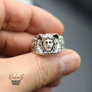 Medusa Ring Edelstahl Schlangen Kopf Mythologie Schmuck Für Männer Und Frauen - Picture 1 of 18