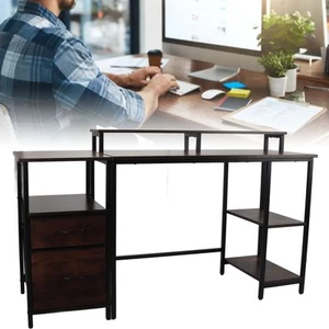 Home Computer Desk With Drawer Storage Retro Industrial Style Desk With Booster - Picture 1 of 12