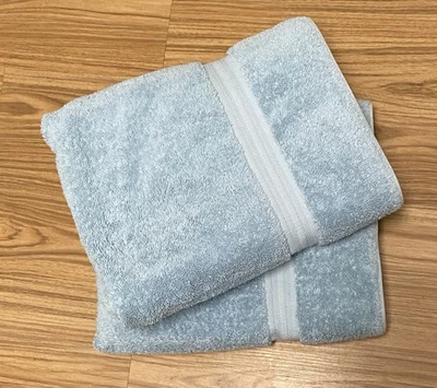 Conjunto de 2 toalhas de banho Ralph Lauren azul claro sólido 30” X 52” 100% algodão - Imagem 1 de 3