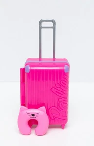 Barbie Rolling Travel Suitcase Luggage & Neck Roll Pillow - Picture 1 of 6