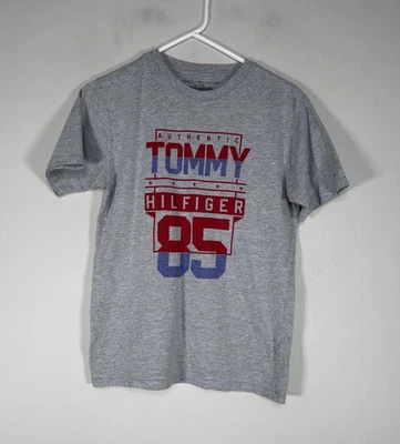 Tommy Hilfiger Shortsleeve T-Shirt Top Kids Large 14/16 Gray Logo Casual - Image 1 of 4