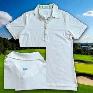 Camisa polo de golf Peter Millar Crown para mujer talla mediana blanca manga corta - Imagen 1 de 7