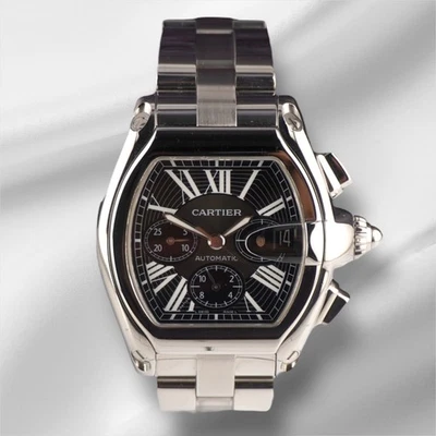 Cartier 43mm Roadster XL Chronograph Black Dial Steel Men's Watch 2618 - Image 1 of 4