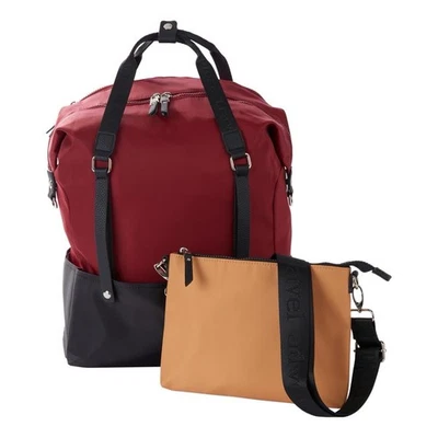 Samantha Brown To-Go Colorblock 4-Way Convertible Backpack with Pouch Burgundy - Image 1 of 4