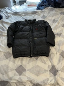 Polo Ralph Lauren Down Puffer Jacket Boys M 10-12? Black Full Zip NO HOOD - Picture 1 of 7