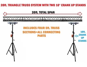 Two 10' Crank Up Stands+Four 5ft. Metal Bolt Connection Triangle Truss Segments  - Picture 1 of 1