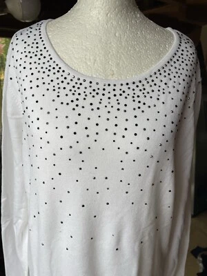 Pullover weiss M/L Glitzer Nieten Schmucksteine 40/42 - Bild 1 von 4