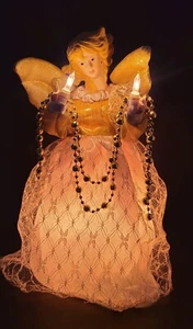 Vintage Trim A Home 10" Porcelain Christmas Angel Tree Topper Lighted Immuminate - Picture 1 of 24