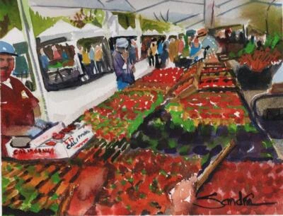 Farmers Market Saturday Signed Limited Edition  : SandraWatercolors™ California - Image 1 of 2