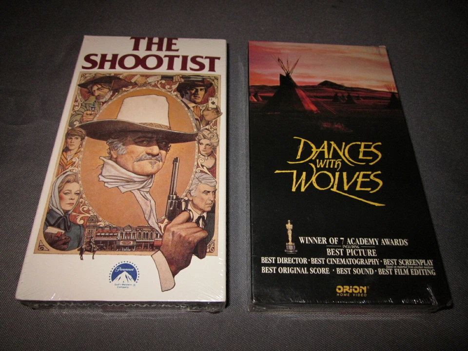 2 Western VHS DANCES WITH WOLVES Kevin Costner & THE SHOOTIST VHS Sealed NEW - Image 1 of 4