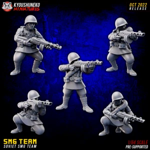 Soviet Army Sub Machine Gun Team, Sci-fi Wargames WW2 Russian Solder Miniature - Picture 1 of 1