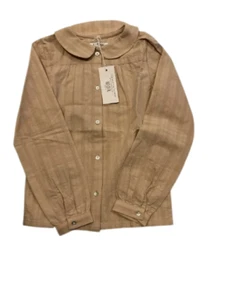 Coco Blanc Girls Camel Peter Pan Blouse 4 NWT - Picture 1 of 2