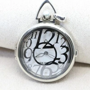 Mikimoto Pocket Quartz Watch Silver 925 Women Pendant Necklace Used Japan - Picture 1 of 24