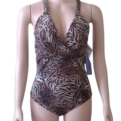 Speedo de una pieza con estampado de leopardo marrón para mujer talla 14 nuevo con etiquetas Foto 1 de 4