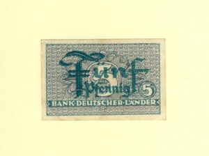 GERMANY, DEUTSCHLAND 5 FUNF PFENNIG 1948, P-11a VF++ BANK DEUTSCHER LÄNDER - Picture 1 of 2