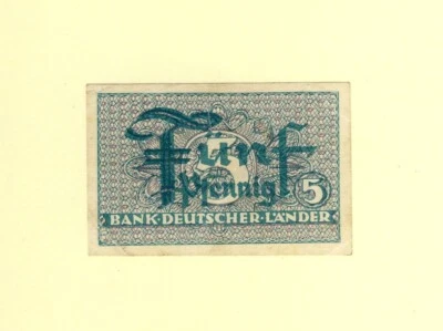 GERMANY, DEUTSCHLAND 5 FUNF PFENNIG 1948, P-11a VF++ BANK DEUTSCHER LÄNDER - Image 1 of 2